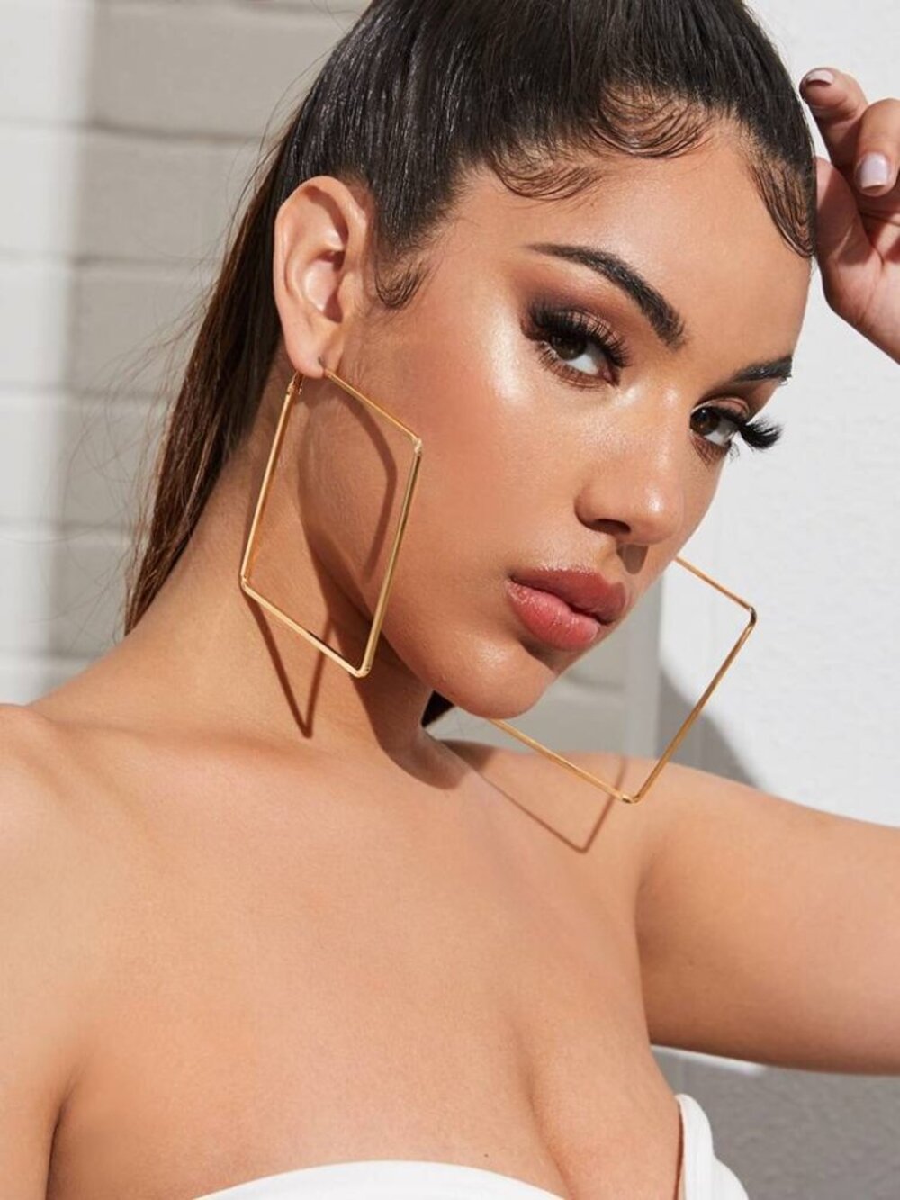 Women's Gold Square Earrings